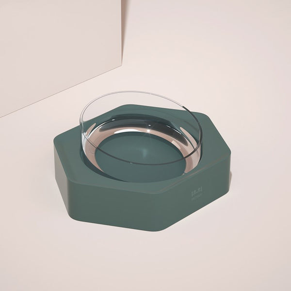 HKM-7455037 Eco-Friendly Neck Protector Rice Bowl - Single & Double Bowl Options, ABS & AS Materials, 130mm Diameter, Dark Green