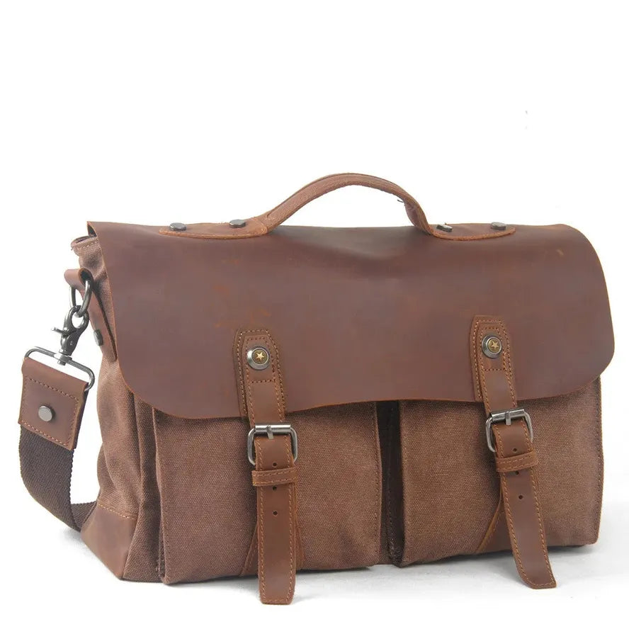 HKM-745619 Leather Laptop Briefcase Tote Bag for Men - Versatile and Stylish Office Bag