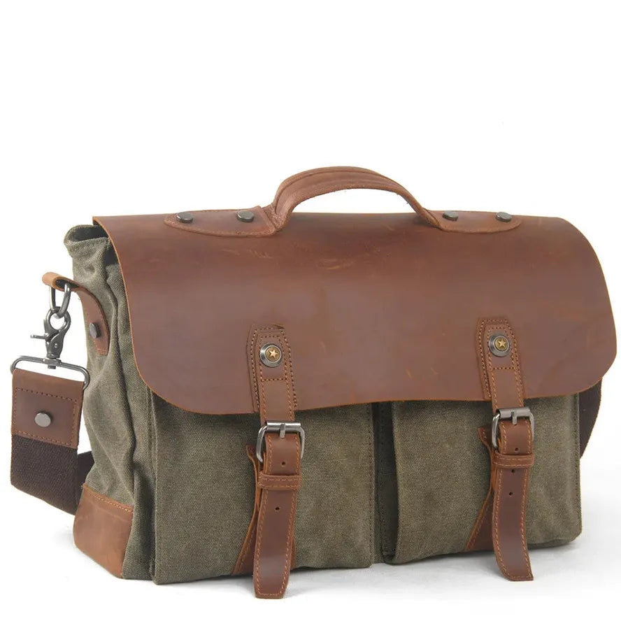 HKM-745619 Leather Laptop Briefcase Tote Bag for Men - Versatile and Stylish Office Bag