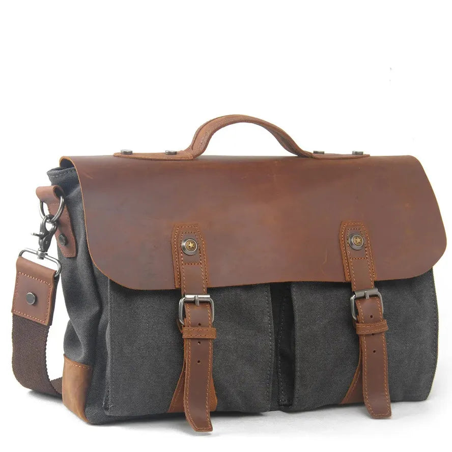 HKM-745619 Leather Laptop Briefcase Tote Bag for Men - Versatile and Stylish Office Bag