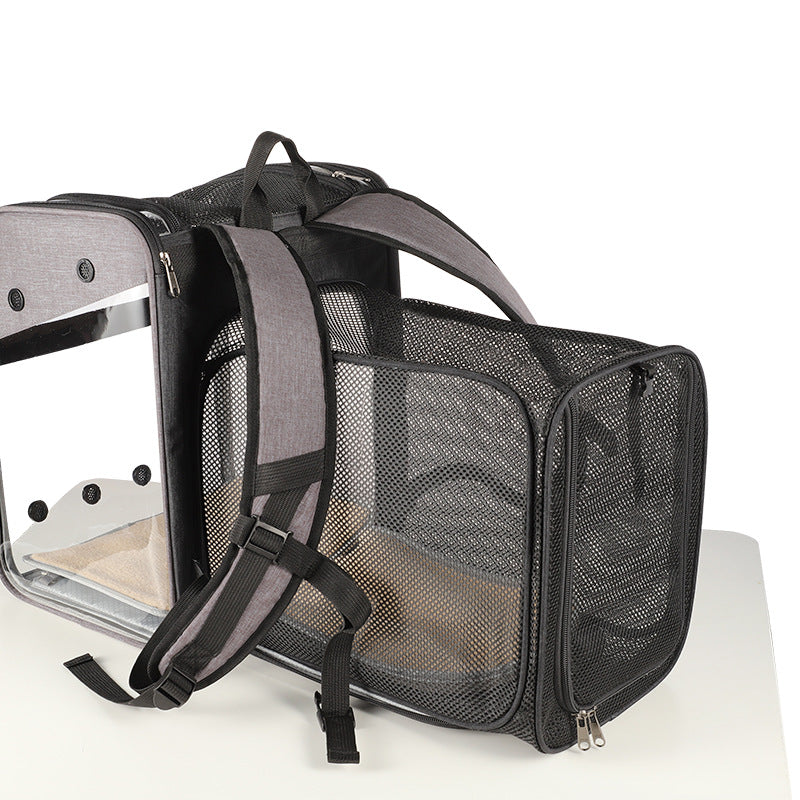 HKM-7457085 Portable Expandable Cat Carrier - Oxford Cloth, Breathable Space Bag for Pets Up to 20kg
