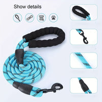 HKM-7458109 Dogs Leash with Padded Handle and Reflective Stitching for Comfortable Jogging and Training