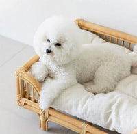 HKM-7459261 Natural Rattan Handmade Square Dog Bed in Wood Color