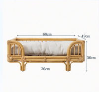 HKM-7459261 Natural Rattan Handmade Square Dog Bed in Wood Color