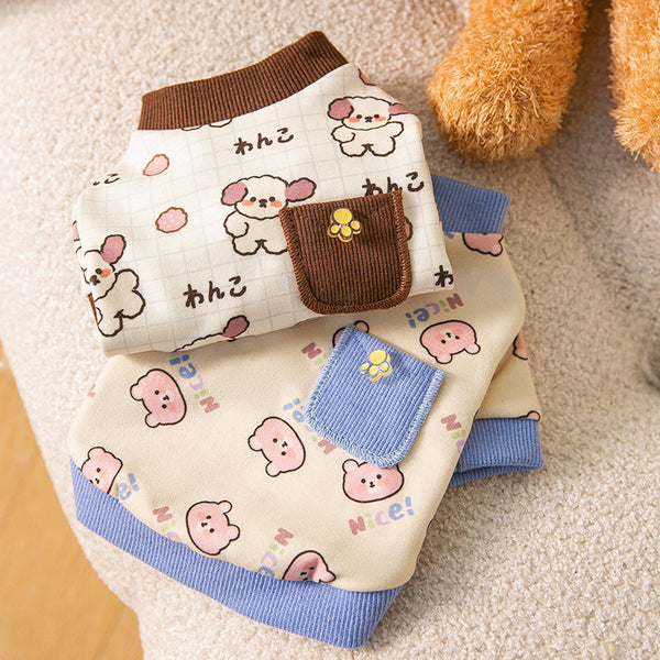 HKM-7459389 Cozy Velvet Bear Home Wear for Cats and Dogs - Cute Two-Legged Autumn and Winter Outfit