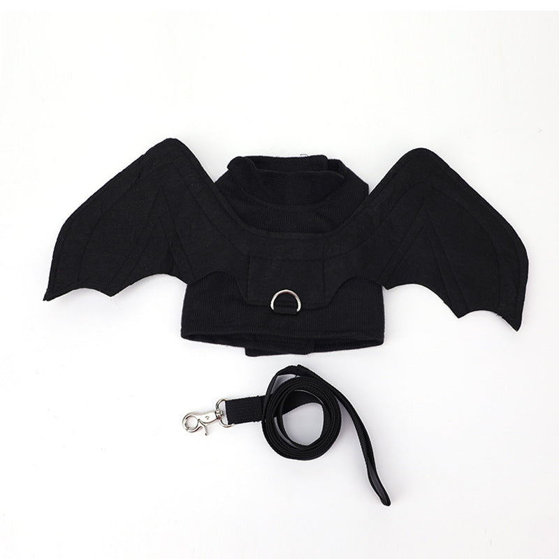 HKM-7460285 Cool Black Bat Wings Costume for Pets with Traction Rope