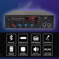 HKM-746067 Bluetooth Power Amplifier for 12V Car and Home Audio Systems with Digital Stereo Receivers and MIC Support