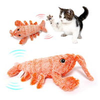 HKM-746067 Electric Jumping Shrimp Plush Toy – USB Rechargeable Interactive Cat Toy with Three Swing Modes