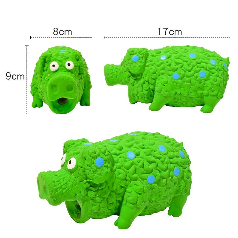 HKM-7461437 Durable Latex Pig Dog Toy with Sound, Bite-Resistant Molar Design, Available in Green, Orange, and Blue