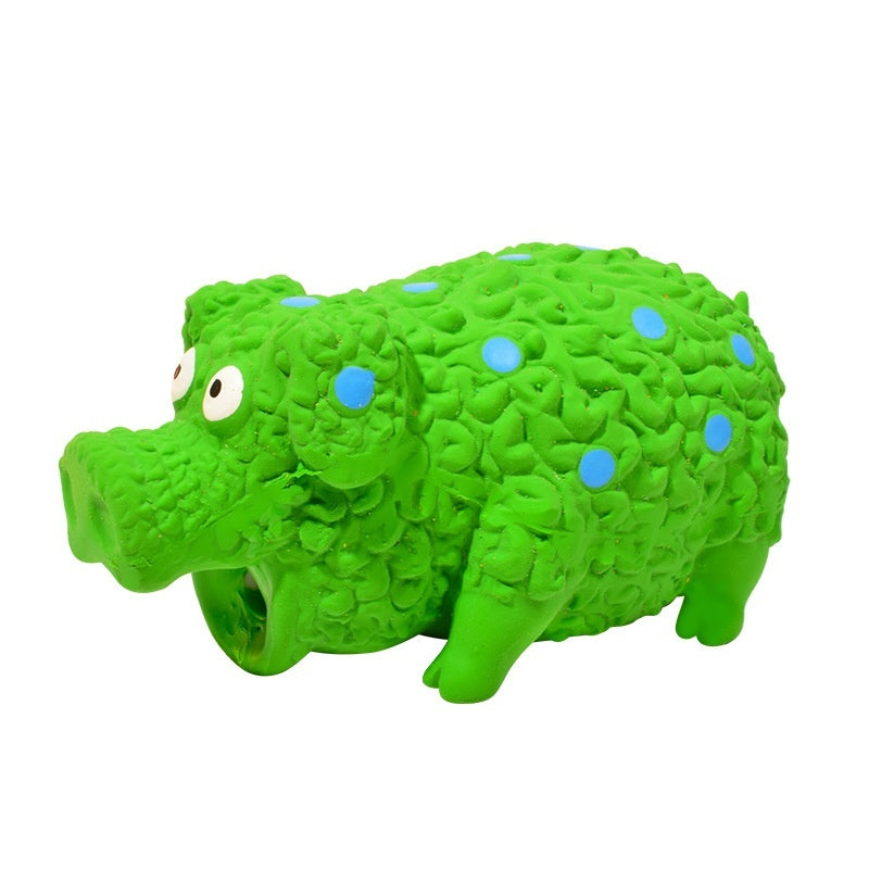 HKM-7461437 Durable Latex Pig Dog Toy with Sound, Bite-Resistant Molar Design, Available in Green, Orange, and Blue