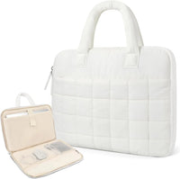 HKM-746259 Chic Quilted Puffer Laptop Sleeve Bag with Fluffy Puffy Sleeve Design