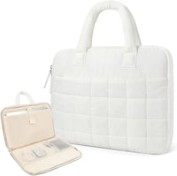 HKM-746259 Chic Quilted Puffer Laptop Sleeve Bag with Fluffy Puffy Sleeve Design