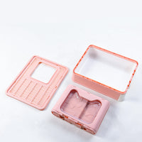 HKM-7462845 Foldable Odor-proof Cat Litter Basin with Double-door Design - Available in Pink, Blue, and Gray