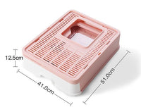 HKM-7462845 Foldable Odor-proof Cat Litter Basin with Double-door Design - Available in Pink, Blue, and Gray