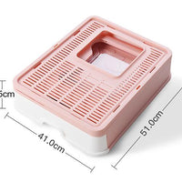 HKM-7462845 Foldable Odor-proof Cat Litter Basin with Double-door Design - Available in Pink, Blue, and Gray