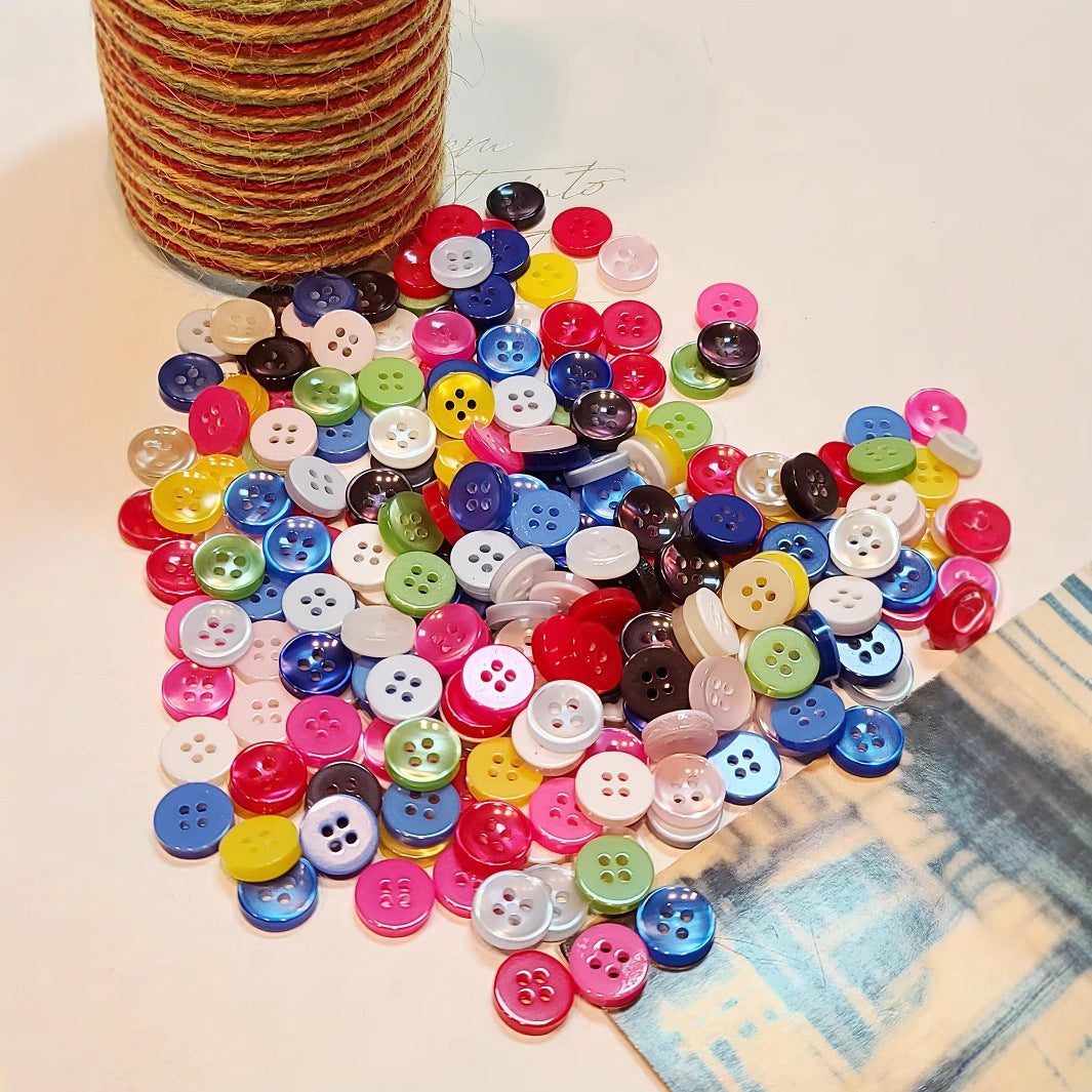 HKM-746387 Colorful Pearlescent Children's Shirt Buttons - 1.1cm Concave Design, 150 pcs