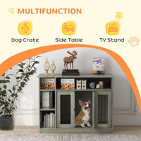 HKM-7464253 47-Inch Dog Crate Furniture with Storage and Adjustable Shelf for Medium to Large Dogs