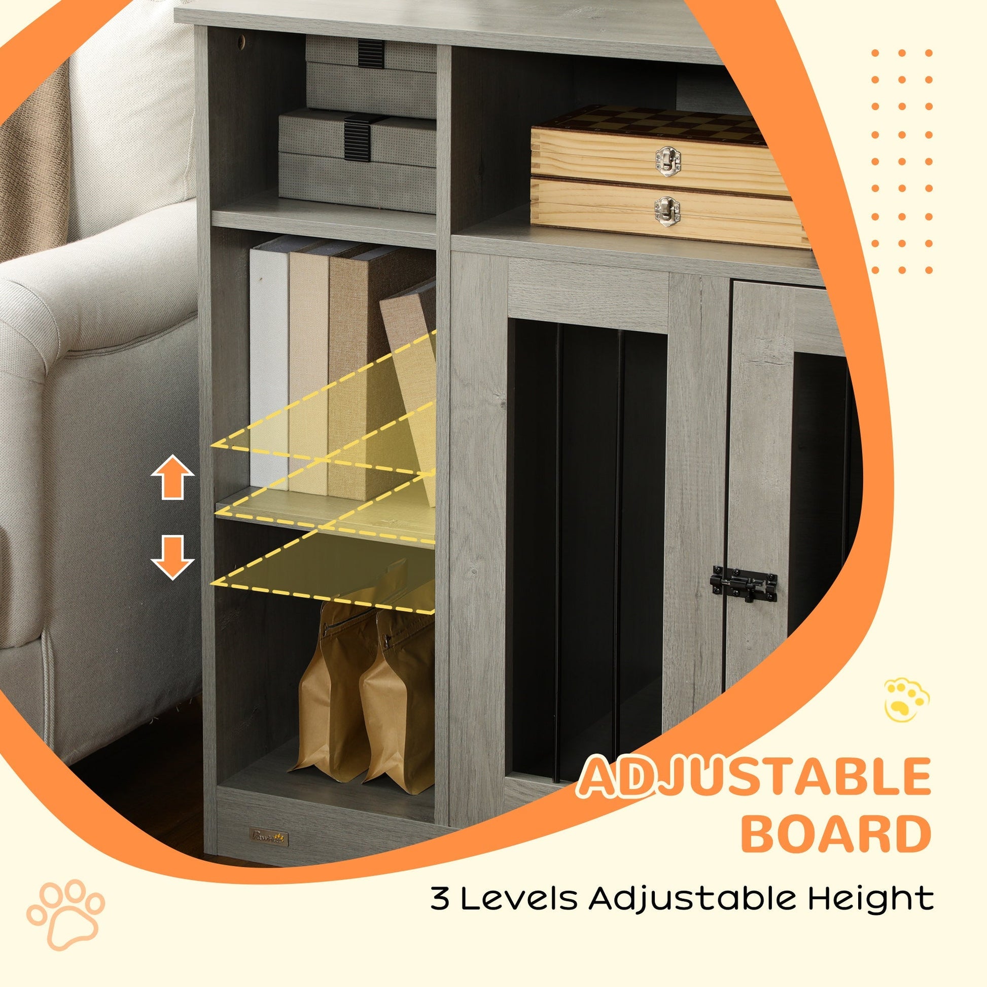 HKM-7464253 47-Inch Dog Crate Furniture with Storage and Adjustable Shelf for Medium to Large Dogs