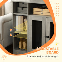HKM-7464253 47-Inch Dog Crate Furniture with Storage and Adjustable Shelf for Medium to Large Dogs