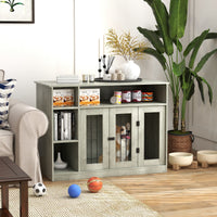 HKM-7464253 47-Inch Dog Crate Furniture with Storage and Adjustable Shelf for Medium to Large Dogs