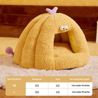 HKM-7464637 Cozy Monster-Shaped Cat Kennel ¨C Warm Semi-Enclosed Nest in Yellow, Purple, Green, Size M & L