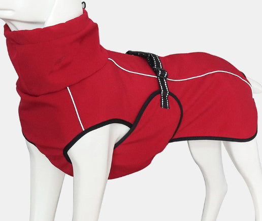 HKM-7465149 Waterproof Double-Layer Insulated Pet Clothing in Gray and Red, Sizes XS to XL
