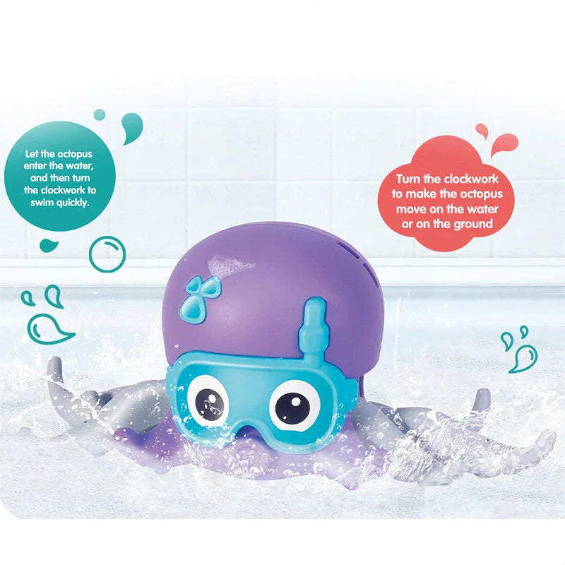 HKM-746515 Cute Octopus Pull and Go Baby Bath Toy for Kids Ages 2-4, Made of Plastic