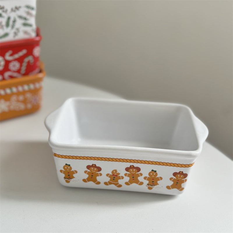 HKM-746515 Gingerbread Man Ceramic Baking Tray - Festive Tableware for Holiday Baking