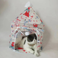 HKM-7465405 Foldable Cat Tent and Tunnel Combo for Cats - Polyester Fabric, Multiple Color Options