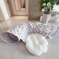 HKM-7465661 Foldable Gray Striped Cat Tunnel with Flannel and Steel Wire - 30x100CM