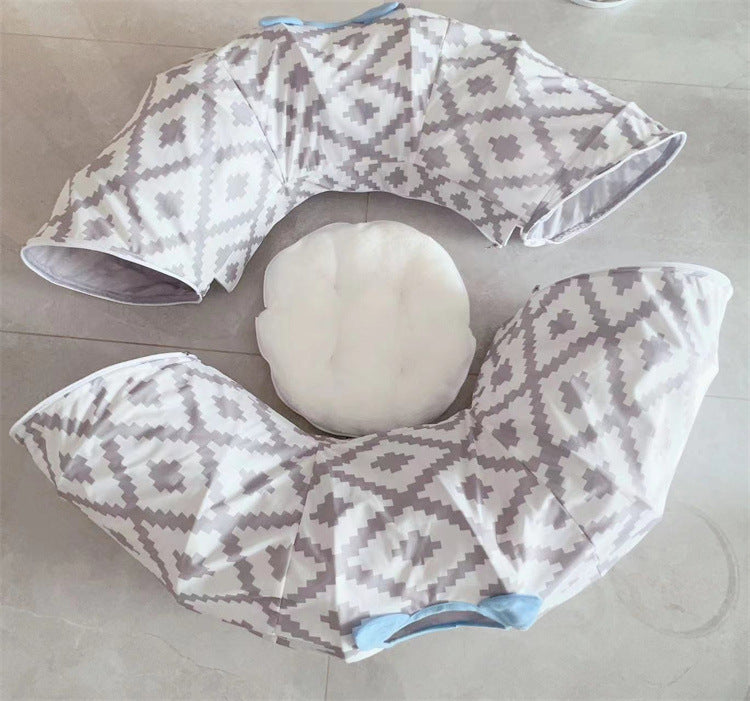 HKM-7465661 Foldable Gray Striped Cat Tunnel with Flannel and Steel Wire - 30x100CM