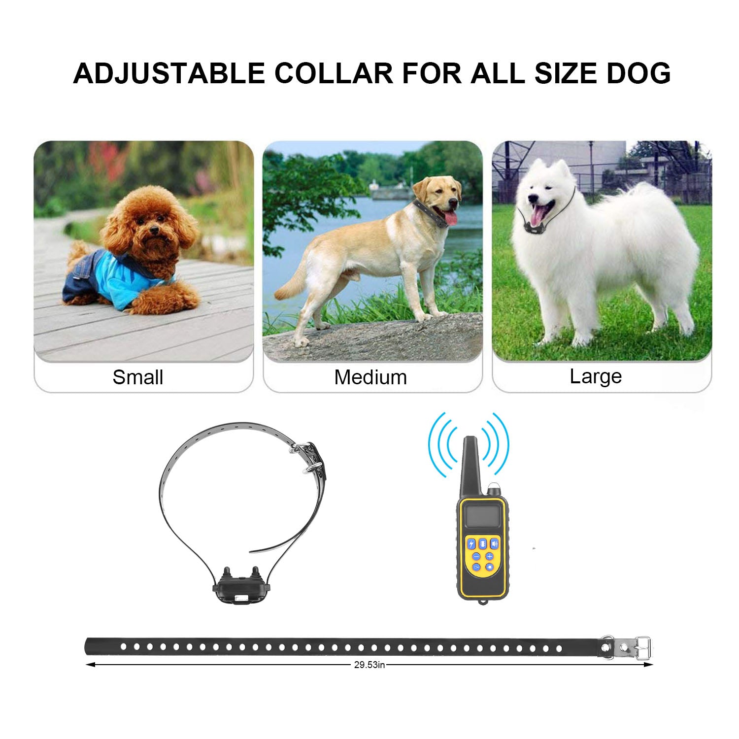 HKM-7466045 Rechargeable Dog Training Collar with Remote - IP67 Waterproof, 2625ft Range, 4 Modes, Adjustable Levels