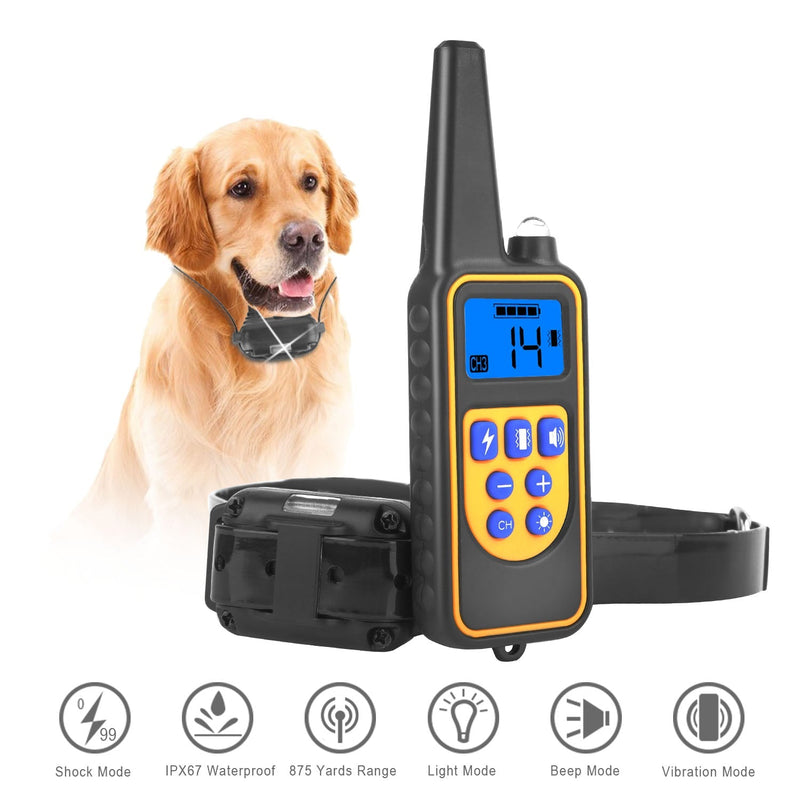 HKM-7466045 Rechargeable Dog Training Collar with Remote - IP67 Waterproof, 2625ft Range, 4 Modes, Adjustable Levels