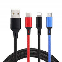 HKM-746771 3-in-1 Fast Charging Data Cable - USB, Lightning, Micro USB & TYPE-C, 1.2m Length