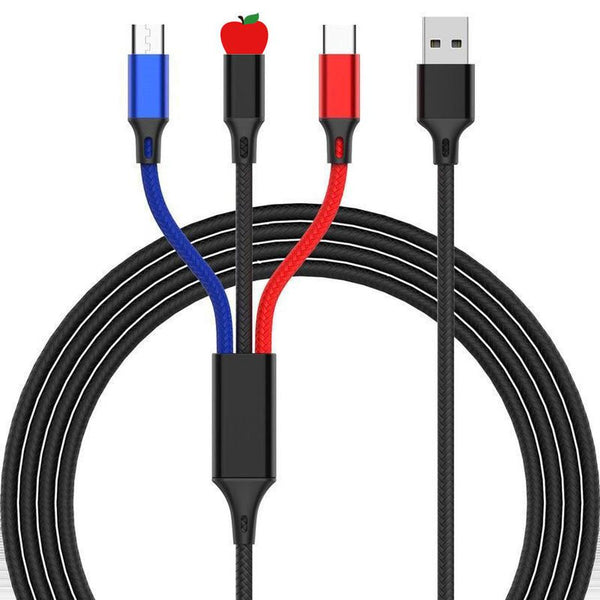 HKM-746771 3-in-1 Fast Charging Data Cable - USB, Lightning, Micro USB & TYPE-C, 1.2m Length