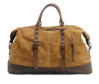HKM-746771 Classic Batik Canvas and Leather Travel Tote Bag for Men – Large Capacity Weekend Luggage Bag