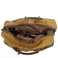 HKM-746771 Classic Batik Canvas and Leather Travel Tote Bag for Men – Large Capacity Weekend Luggage Bag