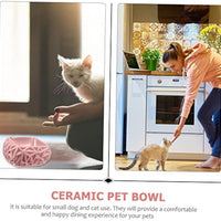 HKM-7467837 Ceramic Pet Feeding Bowl with Adjustable Design for Cats and Small Dogs, Pink Bird's Nest Style, Easy to Clean