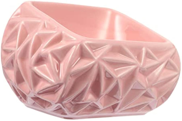 HKM-7467837 Ceramic Pet Feeding Bowl with Adjustable Design for Cats and Small Dogs, Pink Bird's Nest Style, Easy to Clean