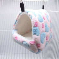 HKM-7467965 Warm Cotton Nest for Small Pets - Soft Fabric Bed for Hamsters, Squirrels, and Chinchillas with Swing Hooks