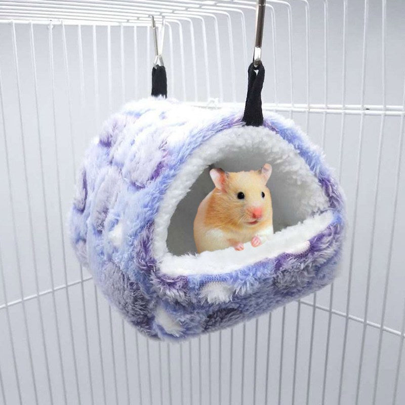 HKM-7467965 Warm Cotton Nest for Small Pets - Soft Fabric Bed for Hamsters, Squirrels, and Chinchillas with Swing Hooks
