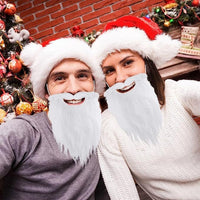 HKM-746835 Santa Claus Handlebar Mustache White Fake Beard for All Ages