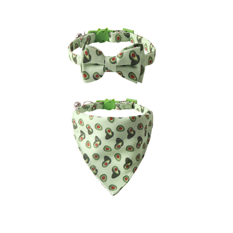 HKM-7468605 Colorful Fruit Series Pet Collar with Bell - Watermelon, Grape, Peach, Lemon & Avocado Options