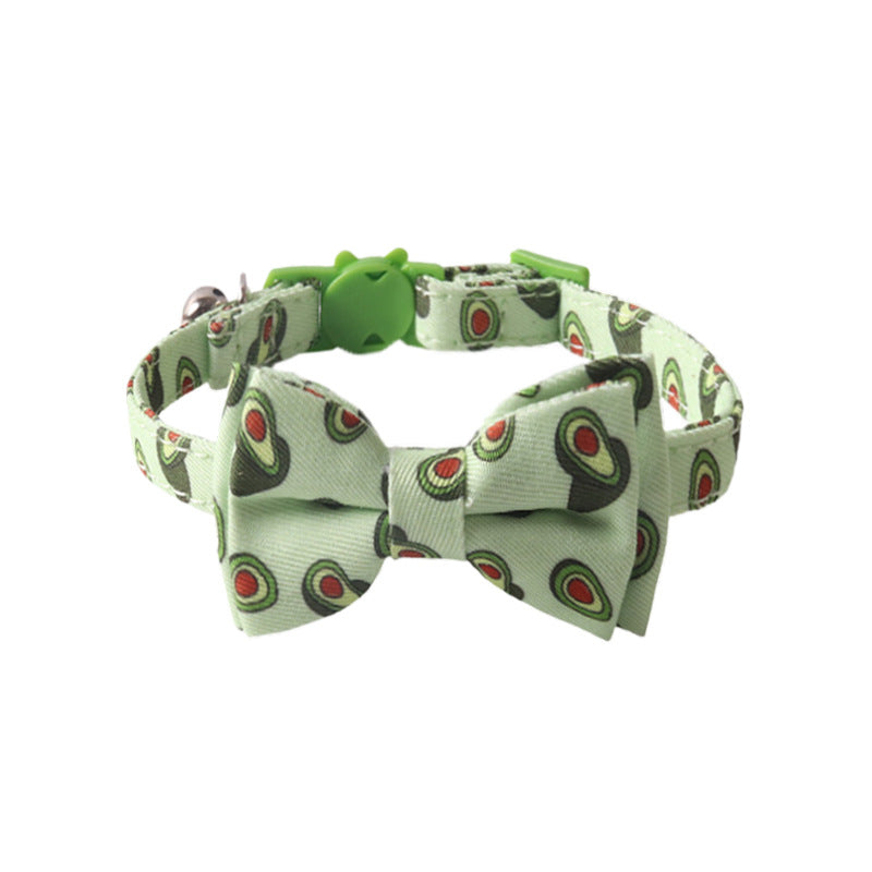 HKM-7468605 Colorful Fruit Series Pet Collar with Bell - Watermelon, Grape, Peach, Lemon & Avocado Options