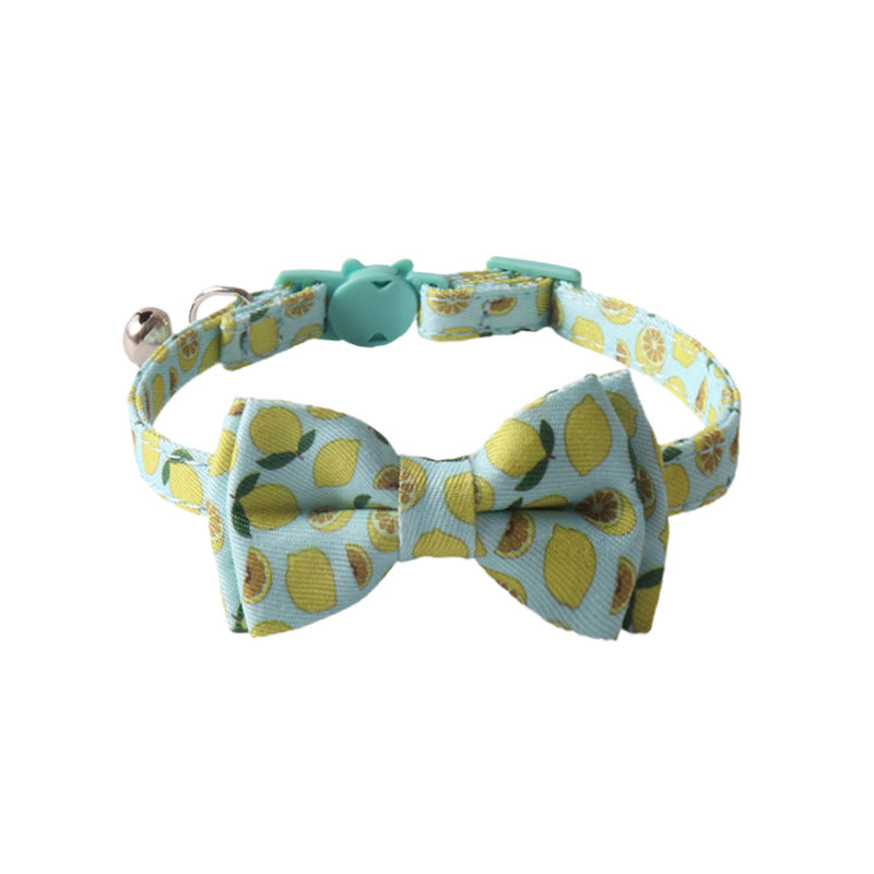 HKM-7468605 Colorful Fruit Series Pet Collar with Bell - Watermelon, Grape, Peach, Lemon & Avocado Options