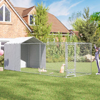 HKM-7470013 Large Outdoor Dog Kennel with Waterproof Cover and UV-Resistant Design