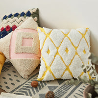 HKM-747091 Bohemian Handmade Tufted Cotton Pillowcase - 45x45 cm, Cushion Cover Only