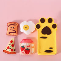 HKM-7471165 Felt Toy Cat Paw Bag Set with Catnip Bell - Yellow & Pink Plush Teasers for Cats
