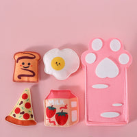 HKM-7471165 Felt Toy Cat Paw Bag Set with Catnip Bell - Yellow & Pink Plush Teasers for Cats