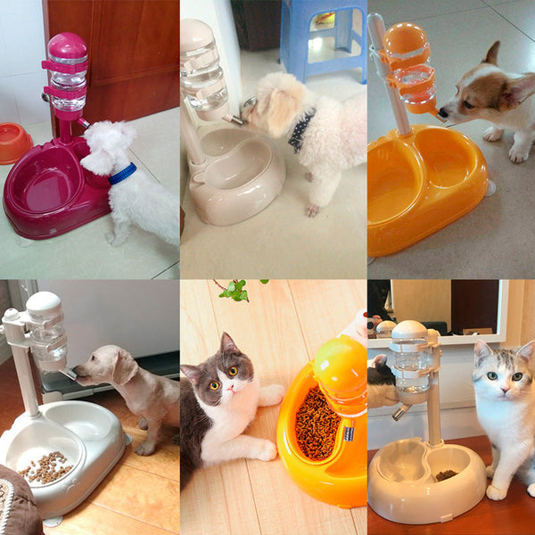 HKM-7472189 Automatic Pet Drinking Fountain with Multiple Bowl Options and Suction Cups in White and Fuchsia